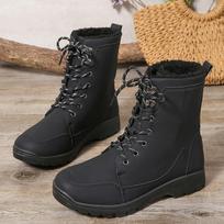 fashion Fashion Fur Lined Warm Snow Boots for Women Waterproof Non Slip Winter Boots Women 2024 Thicken Plush Lace Up Ankle Botas Mujer 41 juoda