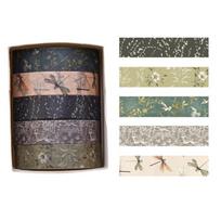 Retro dekoratyvinė juosta Miškai Augalų spaudinys Washi juosta Maskavimo juosta Rankinio sąsiuvinio juosta Dienoraščiui Telefonui Scrapbookingui beige