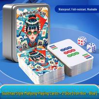 Guochao Mahjong Poker: Waterproof, Thickened Creative Playing Cards for Family Gatherings & Travel gray