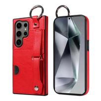 Apyrankės Laikiklis Kortelėms Lizdas Odinė Piniginės Dėklas Samsung Galaxy S24 Ultra S23 FE S22 Plus A55 A15 A25 A35 A12 A52 For Samsung A72 raudona