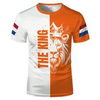Olandų Karaliaus diena Oranžinės spalvos drabužių raštas T-shirt su Olandijos vėliavos atvaizdu Laisvalaikio Sporto Mados Tendencijos Viršutiniai drabužiai M orange