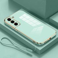 S25 S24FE  Plating Lanyard Silicone Case For Samsung Galaxy S25 S24 S23 S22 S21 S20 FE Plus Ultra Back Cover Note 20 Ultra S25 white