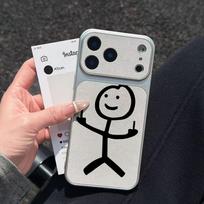 Funny Cartoon Matchman Electroplated Glossy Phone Case for iPhone 17 16 Air 11 12 13 14 15 Pro Max 7 8 Plus XR Protective Cover iPhone 7 white