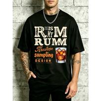Retro Rum Theme Graphic Design Men's Crewneck T-Shirt Loose Fit Cotton Fashionable And Versatile Soft And Comfortable Fabric for Daily Wear 3XL black
