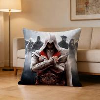 Game A-Assassins C-Creed Pillow Case Pattern Printed Pillowcase For Living Room Sofa Cushion Cover Peach skin 18*18(CM)-1Pcs white