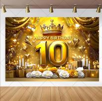 Black Pink Gold Sparkling Balloon Theme 10th Birthday Background Boy and Girl 10th Birthday Party Banner Photography Background Vinyl 200X150cm