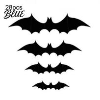 Plastic Bat Wall Decals 3D Bats Decor Halloween Black Stickers Waterproof Stickers Scary DIY Room Decal for Indoor Party Supplies Decor 28pcs black