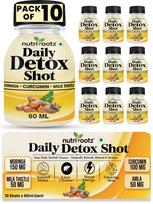 NUTRIROOTZ DAILY DETOX SHOT 60ML (Pack of 10) | Liver Detox Drink with Milk Thistle, Moringa, Curcumin & Bhui Amla | Ayurvedic Cleanse for Gut |
