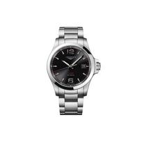 Longines Conquest serijos kvarcinis laikrodis 50M atsparumo vandeniui 43mm juodas ciferblatas nerūdijančio plieno korpusas nerūdijančio plieno apyrankė L3.726.4.56.6 Black black