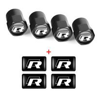 Car Metal Wheel Tire Valve Caps 3D Epoxy Badge Interior Sticker for Volkswagen VW GTI R Touareg Passat Scirocco Polo Touran Golf gray