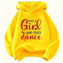 Y2k Just A Girl Who Love Dance Letter Printed HoodieChildren's Sweatshirt Hoody Girls Autumn Winter Casual Hoodies 160 geltona