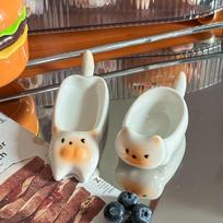 Ceramic Cat-Shaped Mini Dipping Plate Side Dish Small Bowl Home Diningware Kitchen Table Decorative Cat Bowl C1 white