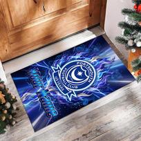Portsmouth FC Printed Crystal Velvet Rug Non‑Slip Crystal Velvet Carpet For Sofa Bedroom Indoor Home Decoration 40cmx60cm blue