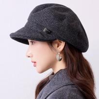 Women S Autumn Winter Vintage Newsboy Baseball Cap Large Face Slimming Hat One Size black