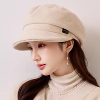 Women S Autumn Winter Vintage Newsboy Baseball Cap Large Face Slimming Hat One Size beige