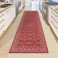 Vintage Floral Runner Rug with Ornate Botanical Pattern Non Slip Hallway Rug Elegant Traditional Long Narrow Floor Rugs 40X120CM