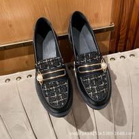 Leather Loafers Women'S Shoes Versatile Mary Jane Small Leather Shoes British Flat Beanie Single Shoes 41 black