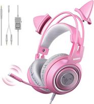 SOMIC G951pink Gaming Headset Cat Ear Headphone USB Gaming Headphones With LED  Light, 7.1 Virtual Surround Sound