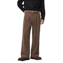 Men's Corduroy Pleated Wide Leg Dress Pants L kava