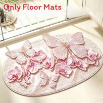 Diatom Mud Bathroom Rug With Quick Dry Water Wash Slip Resistant Flower Decor For Shower Light Pink,60x90cm beige