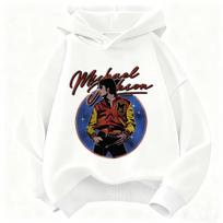 Naujas vaikų gobtuvas Michael Jackson Retro raidės figūros spaudinys Puloveris Vaikams Berniukams Mergaitėms Laisvalaikio Vintage Mados Gobtuvas 100 black