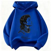 Naujas vaikų gobtuvas Michael Jackson Retro raidės figūros spaudinys Puloveris Vaikams Berniukams Mergaitėms Laisvalaikio Vintage Mados Gobtuvas 160 blue