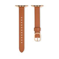 Watchband Slim Leather Strap For Apple Watch Band Ultra 49mm 44mm 42mm 38mm 41mm 45mm Women Bracelet for iWatch Series se 8 7 6 5 4 3 2 1 45mm brown