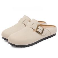 Summer Retro Shoes, Casual Lazy Shoes with Toe Caps, Half Slippers for Women, Flat Slippers for Women 39 smėlinė