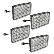 4Pcs 4 X 6 Inch LED Headlight with Wiring Harness LED Headlamp Replacement for Freightliner FLD120 112 FLD Peterbilt gray