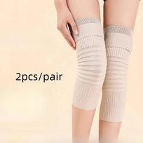 1 Pair Men Women Cashmere Knee Support Brace Leg Area Warmer Winter Warm Thermal Wool Kneepad Thicken Knee Pads Sleeve Knee Protector L smėlis
