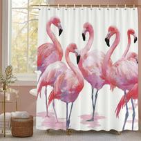 Flamingo dušo užuolaida, gėlių botaninė tropinių augalų Art Deco vonios dekoratyvinė dušo užuolaida, spausdinta užuolaida su kabliukais 120x180cm-47x70in