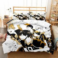 Haikyuu Volleyball Bedding Set Twin Full Queen King 3D Print Duvet Cover Bed Set for Adult Bedroom 135x200cm 2pcs black