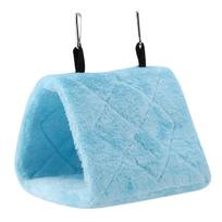 Soft Plush Hammock Hanging Cage Tent For Birds Parrot Winter Warm Bed Pet Toy (Blue S) S mėlyna