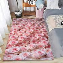 Pink Rose Floral Area Rug 2D Rose Print Non-Slip Floor Mat for Living Room Bedroom Romantic Flower Themed Home Decor Carpet 40x60cm gray