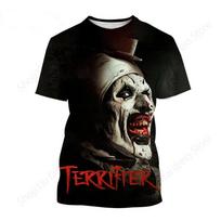 New Horror Movie Terrifier 3d Print Tshirt Men Women Fashion T-shirts Kids Hip Hop Short Sleeve Tops Tees Men Clothing Summer 4XL black