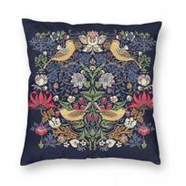 Strawberry Thief Tulips Pillowcase Polyester Linen Velvet Printed Zip Decorative Throw Pillow Case Home Cushion Cover 50x50cm gray