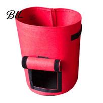 Foldable Soil Container for Plants Flowerpot Fabric Grow Bags with Handles And Side Hook Air Circulation Planter Bag Loop Opening Reinforced Stitching S pink