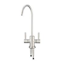 Modern Classic SUS304 Ceramic Valve Core Single Hole Dual Handle Pure Drinking Water Faucet for Kitchen Use (Silver,Polished+Brushed)