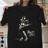 1976 Ace Frehley Signed s5xl Fans Classic T Shirt cotton Unisex T-Shirt L gray
