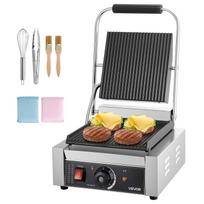 VEVOR Commercial Panini Grill, 1800W Electric Sandwich Panini Maker, Stainless Steel Sandwichs Press Grill with Handle and Temp Control 30.8 x 40 x 21 cm