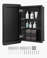 VEVOR Medicine Cabinet, 16 x 24 inch, Medicine Cabinet for Bathroom with Mirror, Aluminum Frame Bathroom Wall Cabinet, 2-layer Adjustable Shelves 40.6 x 12.8 x 61 cm
