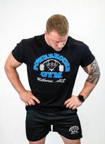 Blue Logo Black Gym Fitness Training Oversized Retro T-Shirt Cotton Graphic Tee Men Women Summe L brown