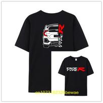 Civic Type R Fk8 Car Printing Washable Reusable Cotton Mouth round neck cool man's T-shirt XS black