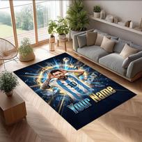 Lionel Messi Printed Crystal Velvet Rug Non‑Slip Crystal Velvet Carpet For Sofa Bedroom Indoor Home Decoration 80cmx120cm