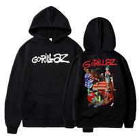 Autumn/Winter Long-Sleeved Loose-Fit Soft Sweatshirt, Street Style, Gorillaz Print, Unisex Hoodie, Adult Men's Sweatshirt XXL black