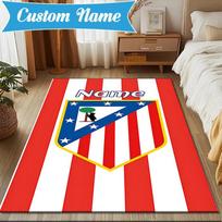 Custom Name Atletico Madrid Crest Rug Game Carpet, Floor Mat for Bedroom Living Room Entryway Rug, Home Decor Idea Gift for Christmas birthday 150cmx200cm