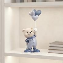 Bear Figurine with Balloon Desktop Resin Sculpture Cute for Entryway, Homeowners