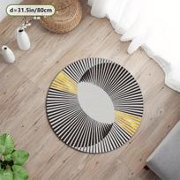 Luxury Round Area Rug Modern Geometric Sunburst Design Black White Gold Living Room Carpet Decoration for Home 120cm-dia.