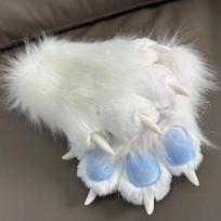 Plaukuotos Cosplay Kostiumo Pirštinės Čaižios Kig Katės Letenos Pirštinės Kawaii Cosplay Rekvizitas Dovana balta/mėlyna