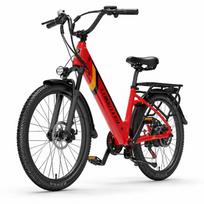 LANKELEISI ES500PRO Elektrinis dviratis, 500W variklis, 48V 14.5Ah nuimama baterija, 24 colių storapadis miesto e-dviratis Red
